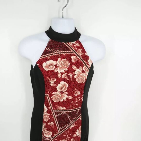 Thalia Sodi Womens Floral Patchwork Halter Dress Black/Red S NWT $99.50 - Picture 3 of 7